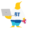 BT penguin with fidget and laptop